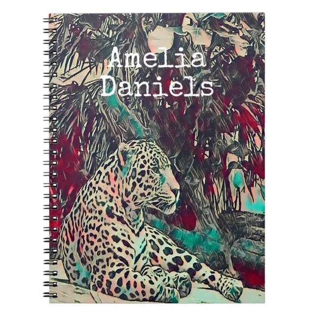 Beautiful Jaguar Illustration  Monogram Notebook (Front)