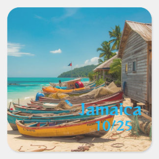 Beautiful jamaica 10/25 square sticker