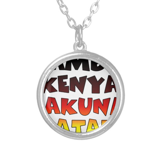Beautiful Jambo Kenya Hakuna Matata Lovely Art  Silver Plated Necklace (Front)