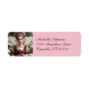 Beautiful January Fairy in Carnations Label