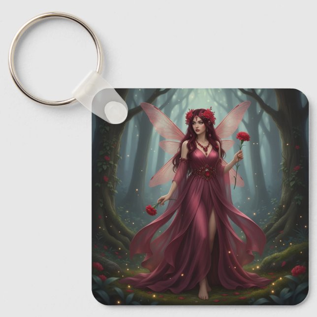 Beautiful January Garnet Fairy Keychain (Front)
