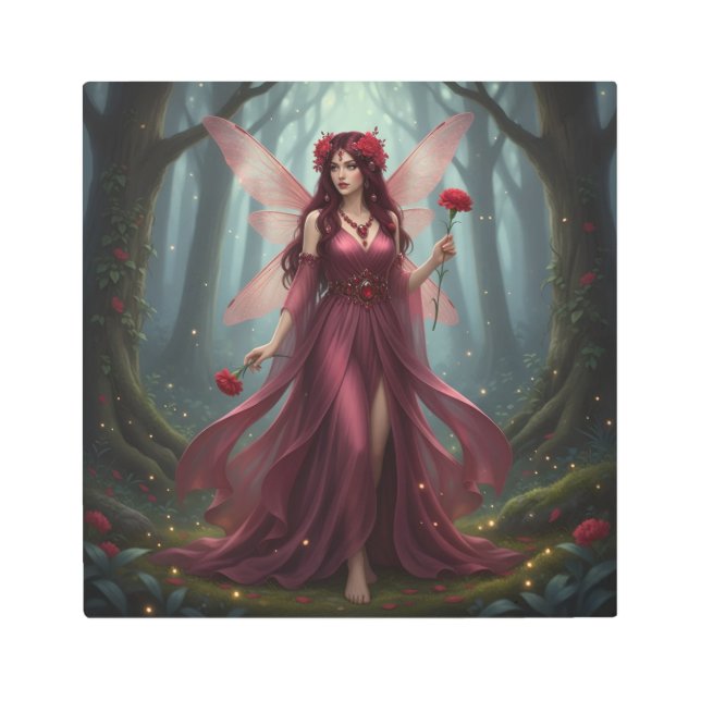 Beautiful January Garnet Fairy Metal Print (Front)