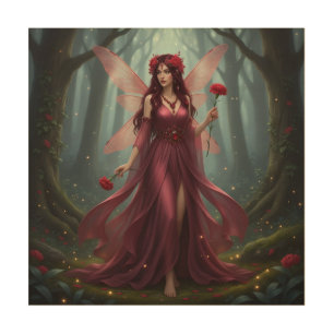 Beautiful January Garnet Fairy Wood Wall Art