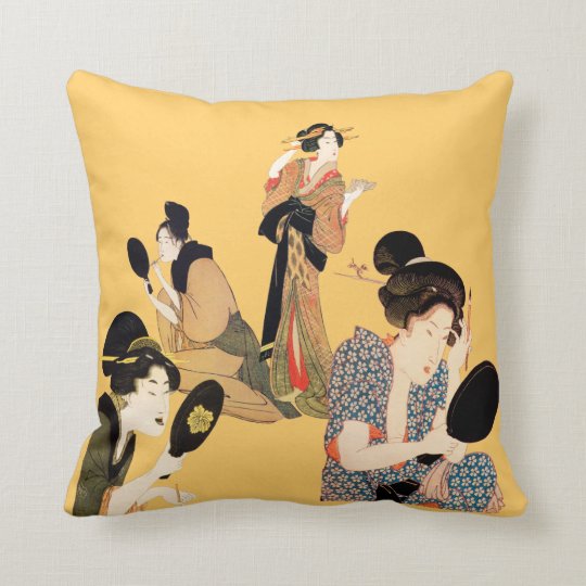 Beautiful Japanese Art Geisha Theme Throw Pillows