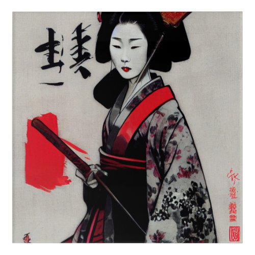 Beautiful Japanese Geisha Acrylic Wall Art