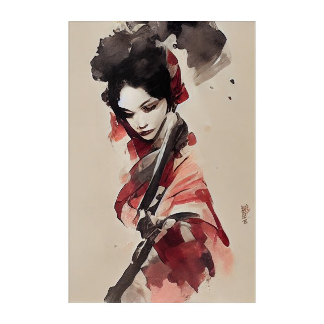 Beautiful Japanese Geisha Acrylic Wall Art (Front)