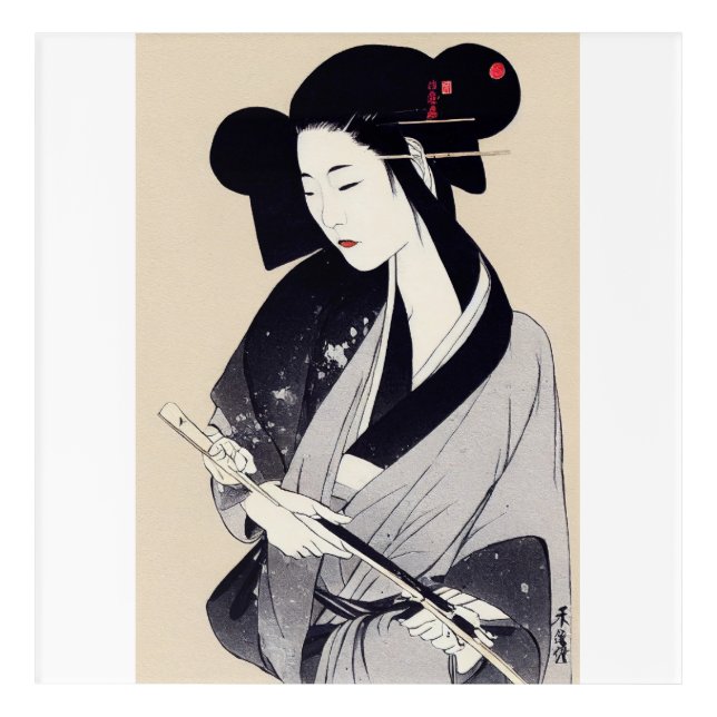 Beautiful Japanese Geisha Acrylic Wall Art (Front)