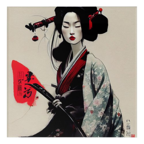 Beautiful Japanese Geisha Acrylic Wall Art