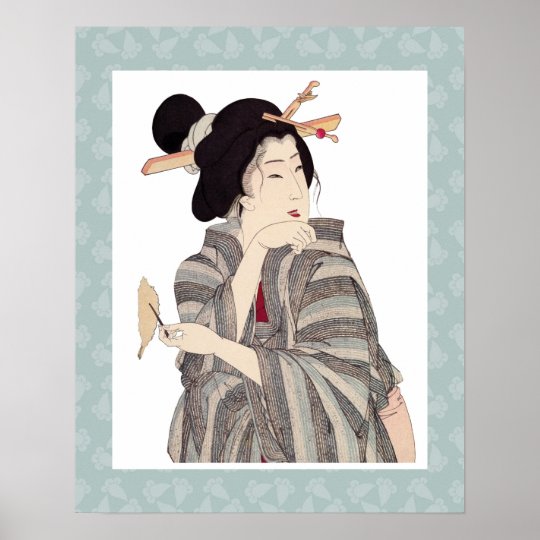 Beautiful Japanese Geisha Art Poster Design