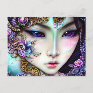 Beautiful Japanese Girl Gothic Fantasy Postcard