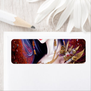 Beautiful Japanese Girl Gothic Fantasy Triptych Label