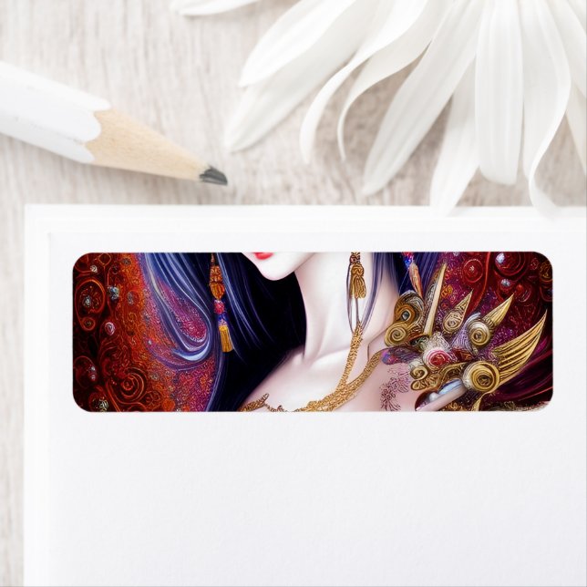 Beautiful Japanese Girl Gothic Fantasy Triptych Label (Insitu)