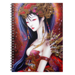 Beautiful Japanese Girl Gothic Fantasy Triptych Notebook