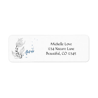 Beautiful Japanese Koi Fish Swimming Address Label