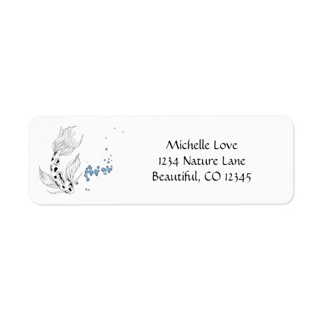 Beautiful Japanese Koi Fish Swimming Address Label (Front)