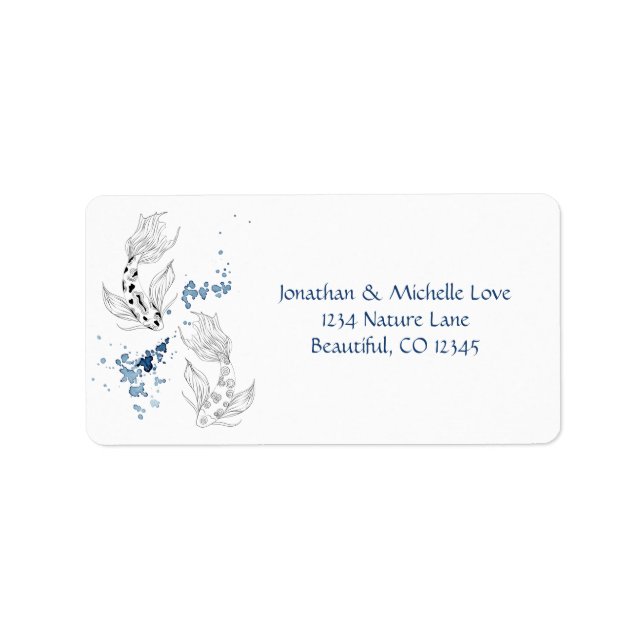 Beautiful Japanese Koi Fish Swimming Address Label (Front)