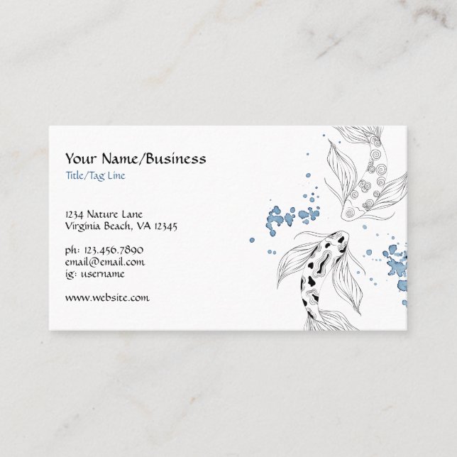 Beautiful Japanese Koi Fish Swimming Business Card (Front)