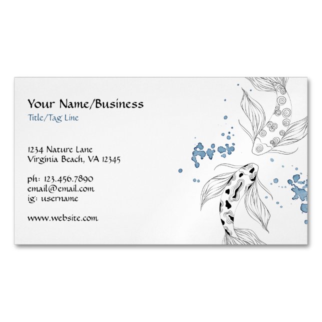 Beautiful Japanese Koi Fish Swimming Business Card Magnet (Front)
