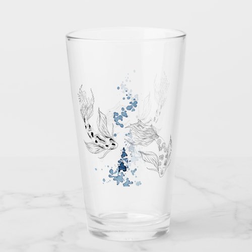 Beautiful Japanese Koi Fish Swimming Glass