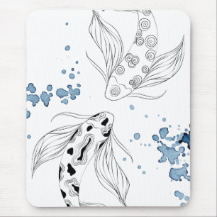 Beautiful Japanese Koi Fish Swimming Mouse Pad