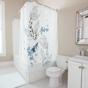 Beautiful Japanese Koi Fish Swimming Shower Curtain