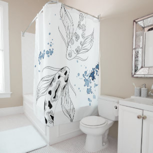 Beautiful Japanese Koi Fish Swimming Shower Curtain