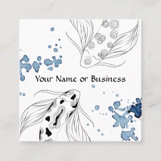 Beautiful Japanese Koi Fish Swimming Square Business Card