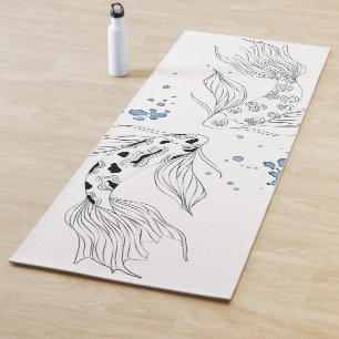 Beautiful Japanese Koi Fish Swimming Yoga Mat