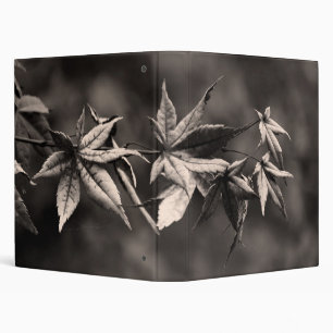 Beautiful Japanese Maple Leaf Portrait Sepia 3 Ring Binder