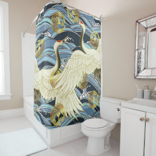 beautiful japanese pattern design shower curtain
