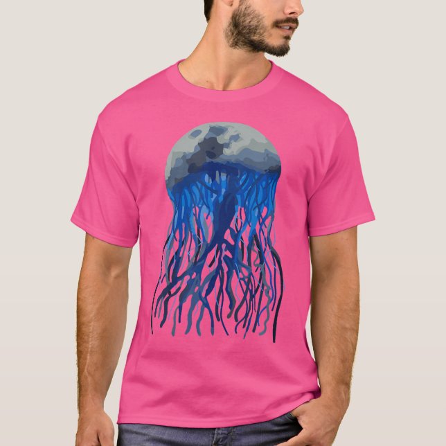 Beautiful Jelly-Fish-Moon Funny T-Shirt (Front)