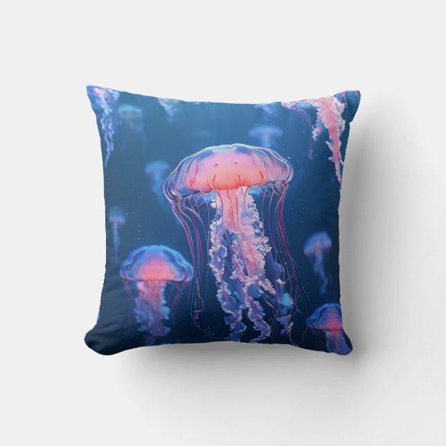 Beautiful Jellyfish Throw Pillow (Front)