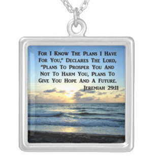BEAUTIFUL JEREMIAH 29:11 BLUE SKIES SILVER PLATED NECKLACE