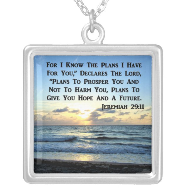 BEAUTIFUL JEREMIAH 29:11 BLUE SKIES SILVER PLATED NECKLACE (Front)