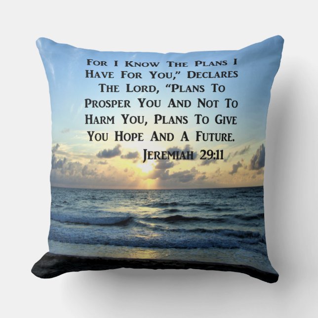 BEAUTIFUL JEREMIAH 29:11 SCRIPTURE VERSE THROW PILLOW (Front)