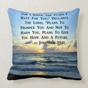 BEAUTIFUL JEREMIAH 29:11 SCRIPTURE VERSE THROW PILLOW