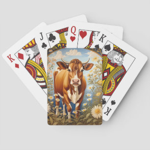 Beautiful Jersey Cow In Daisy field Vintage Poker Cards