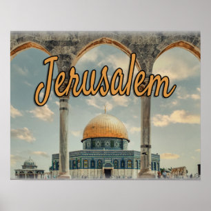Beautiful Jerusalem Dome of The Rock Design Poster