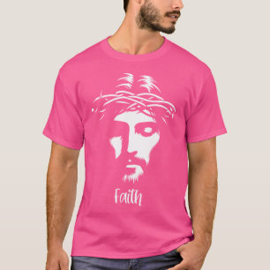 Beautiful Jesus Face Crown Of Thorns Christian Fai T-Shirt