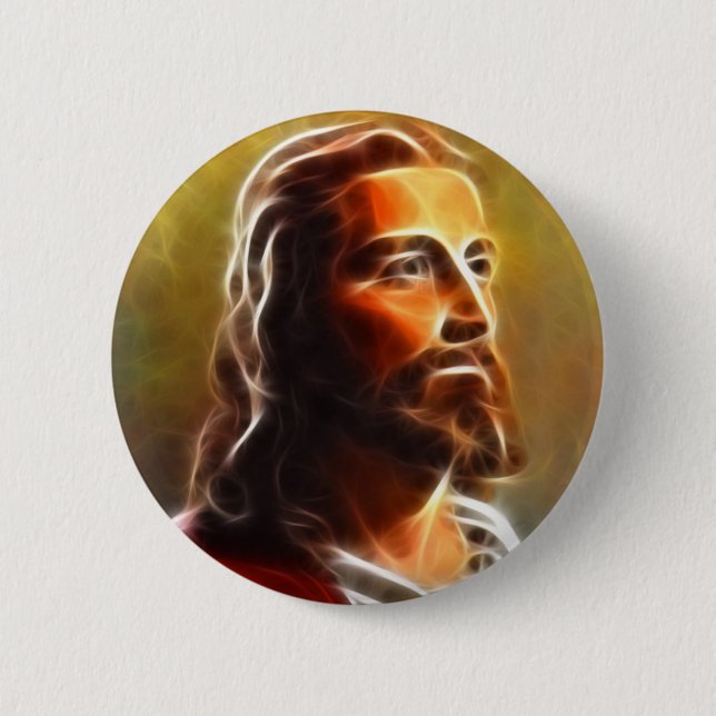 Beautiful Jesus Portrait Pinback Button (Front)