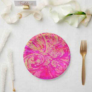 Beautiful Jewel Toned Red & Fuchsia Pink Abstract  Paper Plates