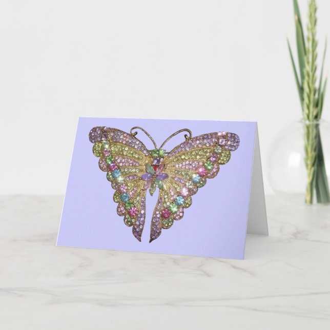 Beautiful Jeweled Butterfly Card (Front)