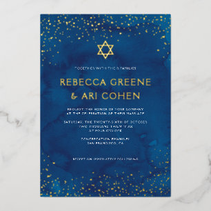 Beautiful Jewish Stary Sky Wedding REAL Foil Invitation