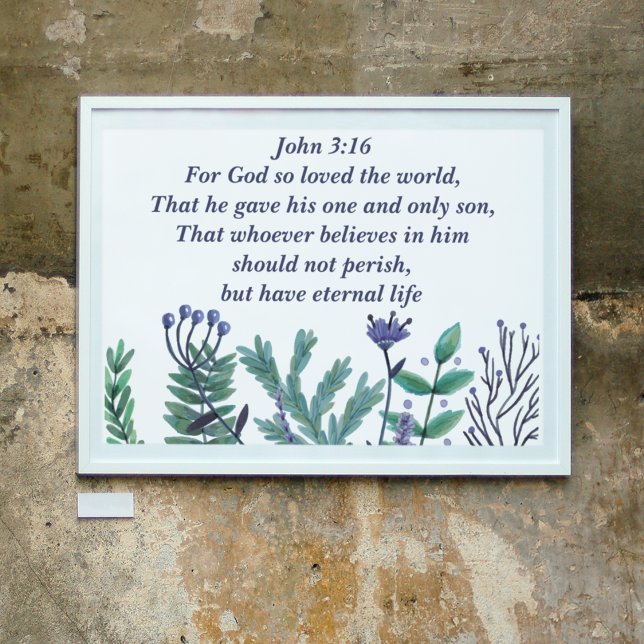 Beautiful John 3:16 Inspirational Christian Floral Poster (Creator Uploaded)