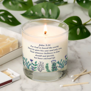 Beautiful John 3:16 Pretty Floral Christian Quote Scented Candle