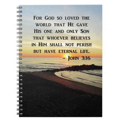 BEAUTIFUL JOHN 316 SCRIPTURE SUNRISE PHOTO NOTEBOOK