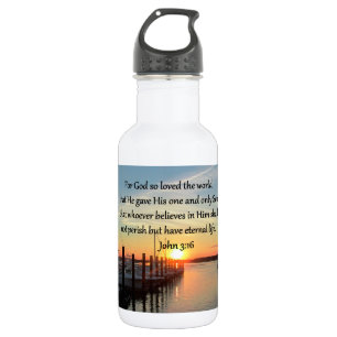 BEAUTIFUL JOHN 3:16 SUNSET PHOTO DESIGN WATER BOTTLE