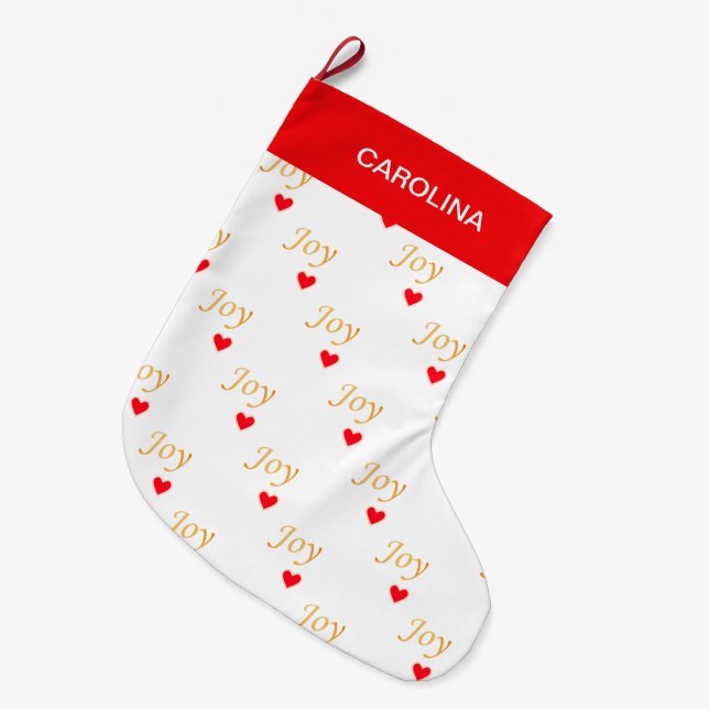 Beautiful Joy Heart Pattern Large Christmas Stocking (Front (Hanging))