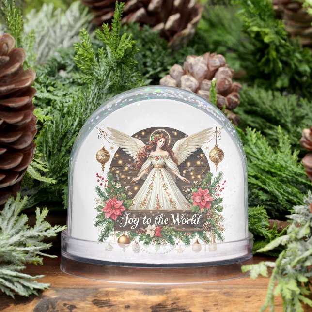 Beautiful Joy to the world Angel add message Snow Globe (Winter)