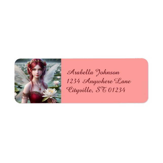 Beautiful July Fairy in Water Lilies Label (Front)